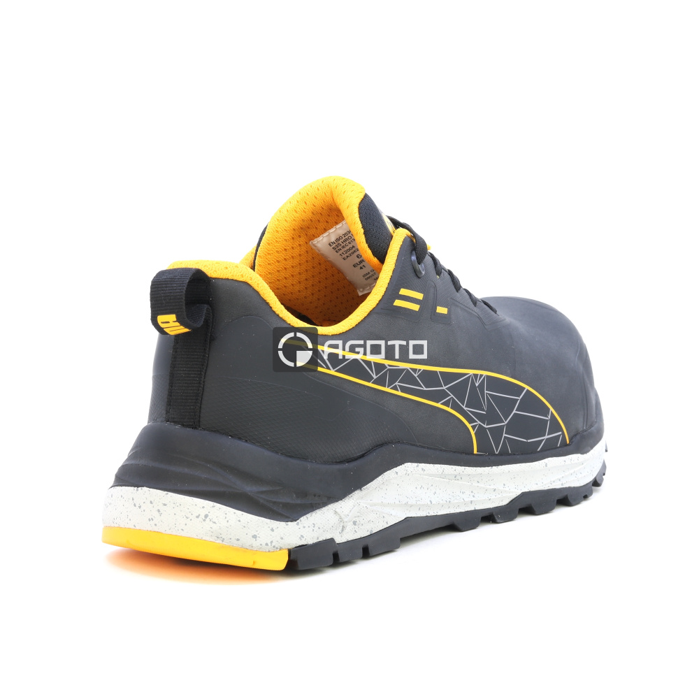 detail PUMA Xplore Low S3 ESD schwarze leichte Herren-Arbeitsschuhe, weicher Auftritt