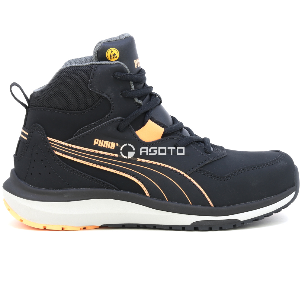 detail Puma Safety Stepper Mid S3 ESD Damen Arbeitsschuh schwarz leicht bequem