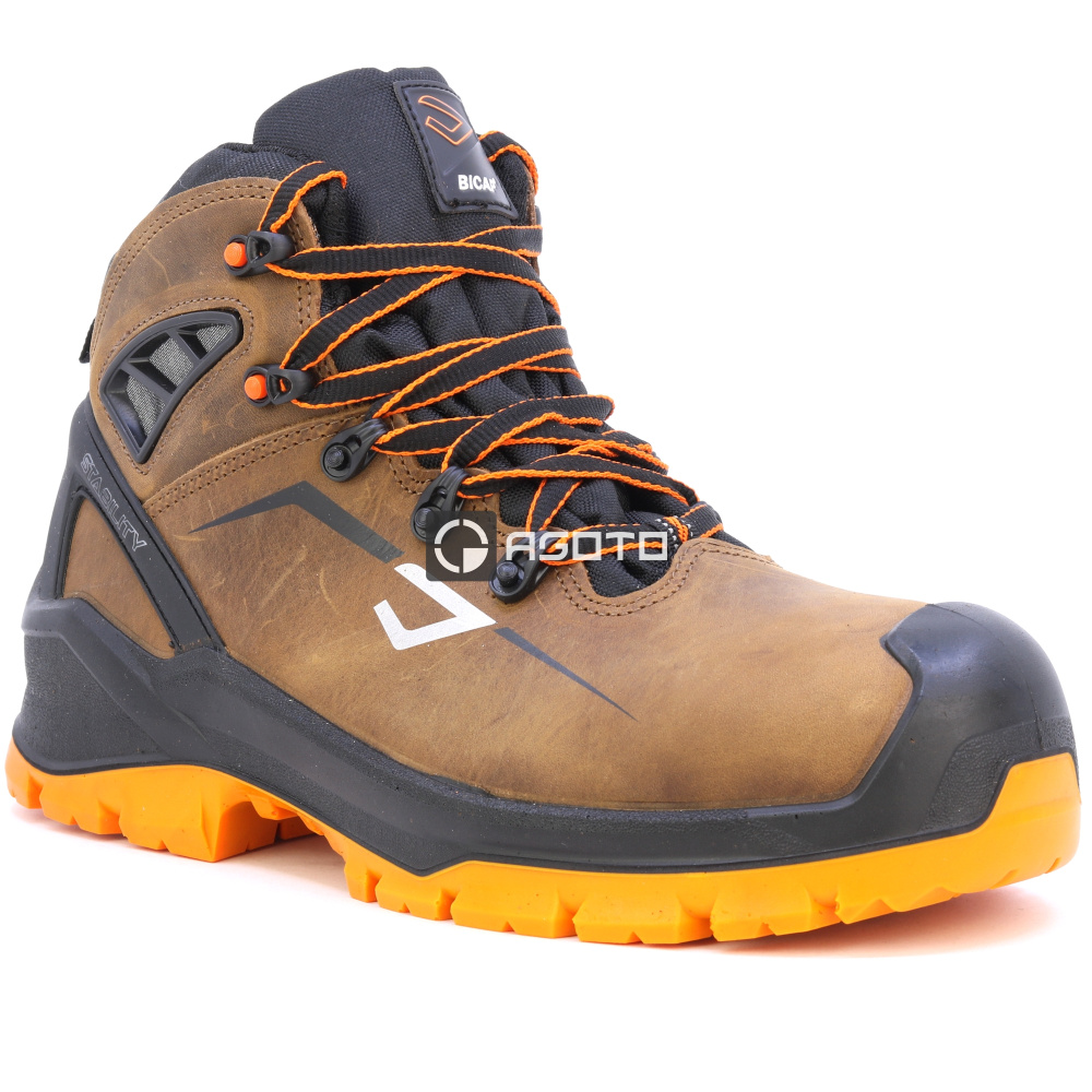 detail BICAP Seal Mid S3 braune Herren Arbeitsschuhe + Belüftungssystem und Stabilisier