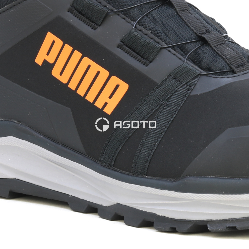 detail PUMA Kanyon Disc Mid S3 schwarze leichte Herren-Arbeitsschuhe, weicher Auftritt