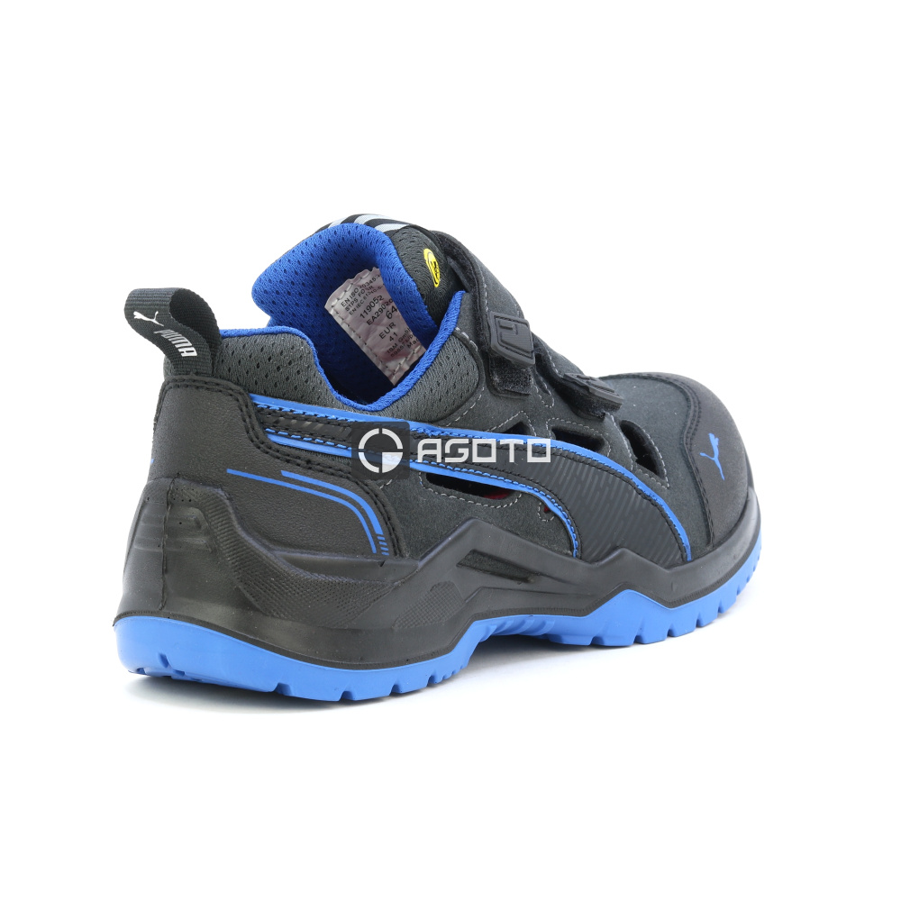 detail PUMA Neodyme S1P ESD blue schwarzer Herren-Arbeitssandale aus Leder