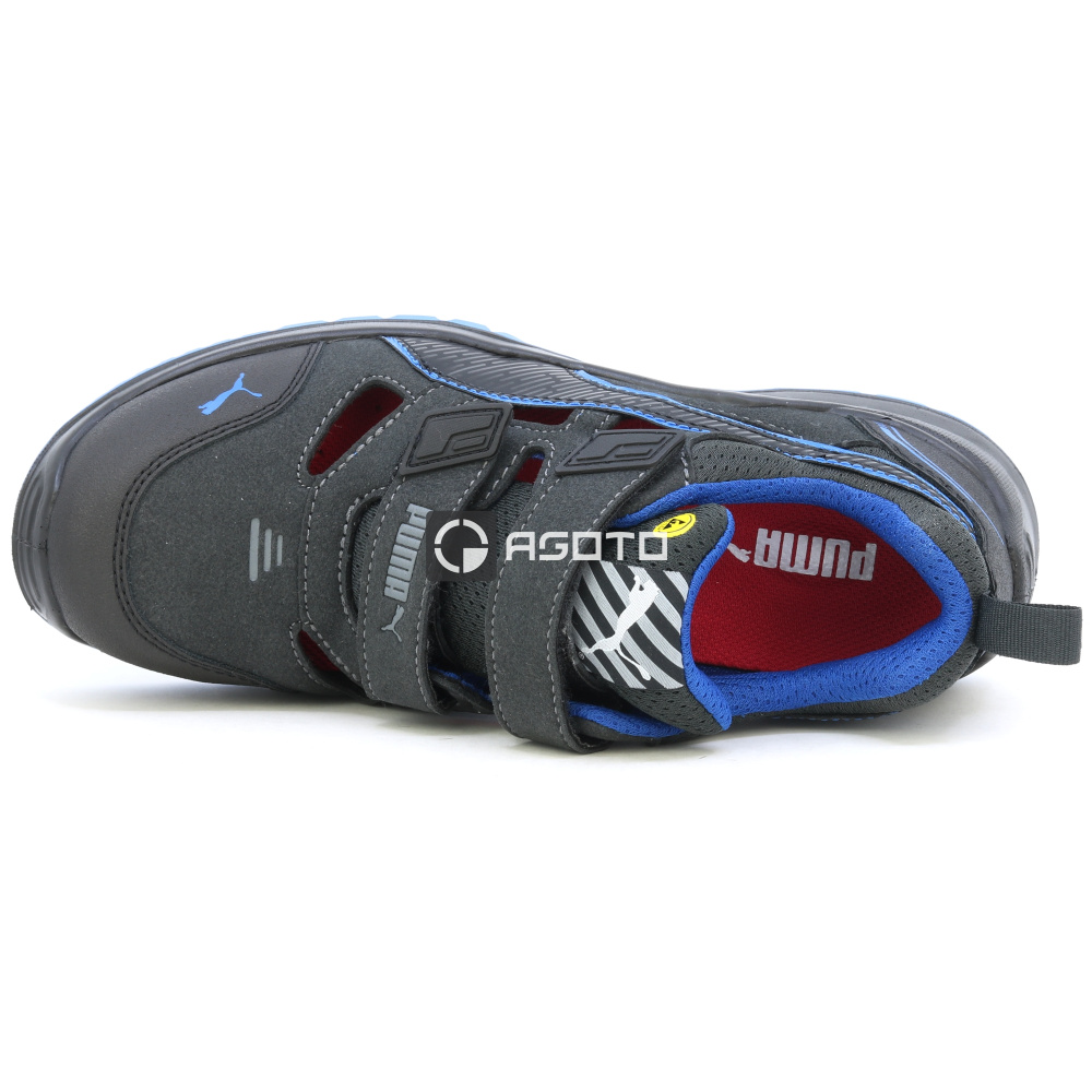 detail PUMA Neodyme S1P ESD blue schwarzer Herren-Arbeitssandale aus Leder