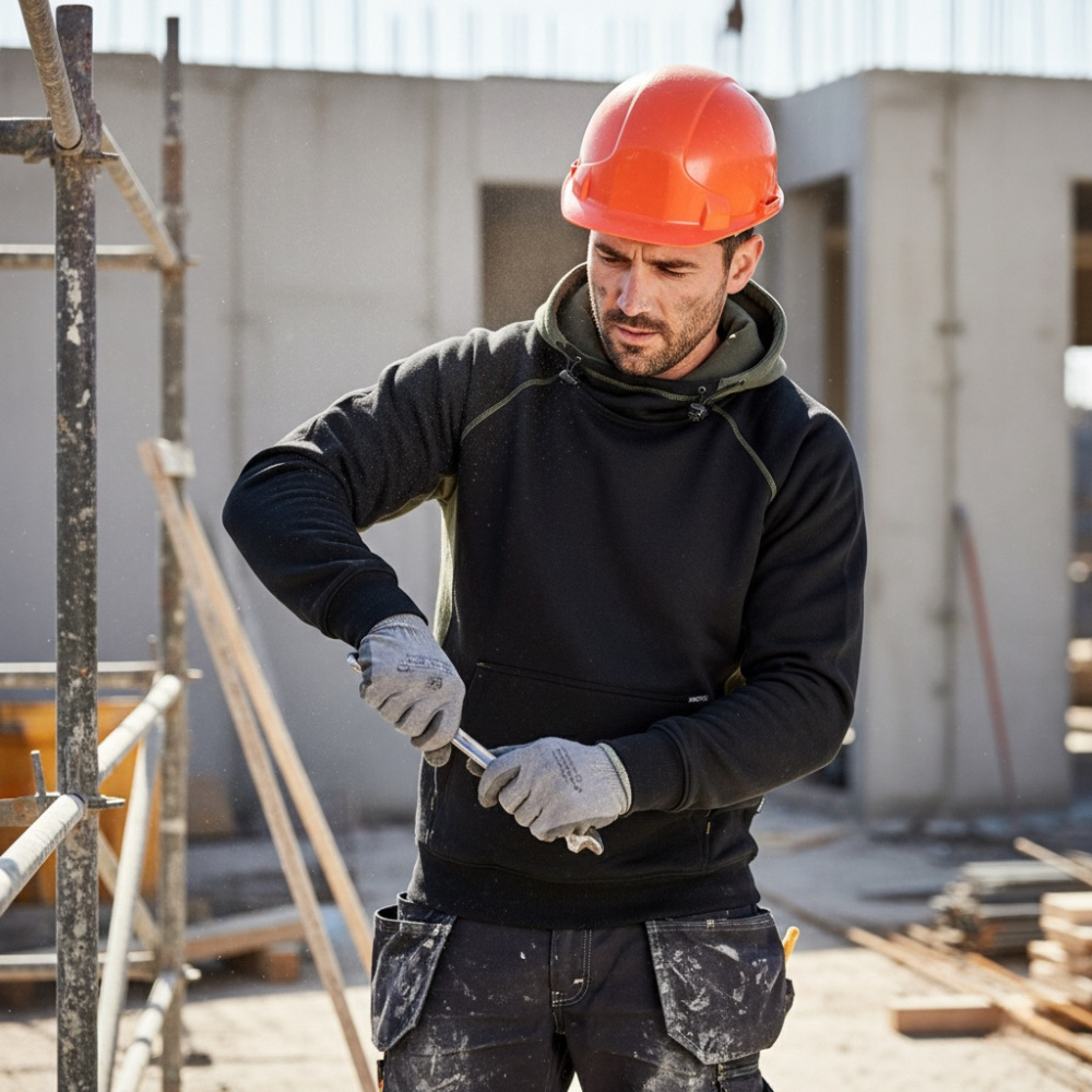 detail Asoto Vindel Herren Hoodie schwarz ganzjährig bequem baumwolle