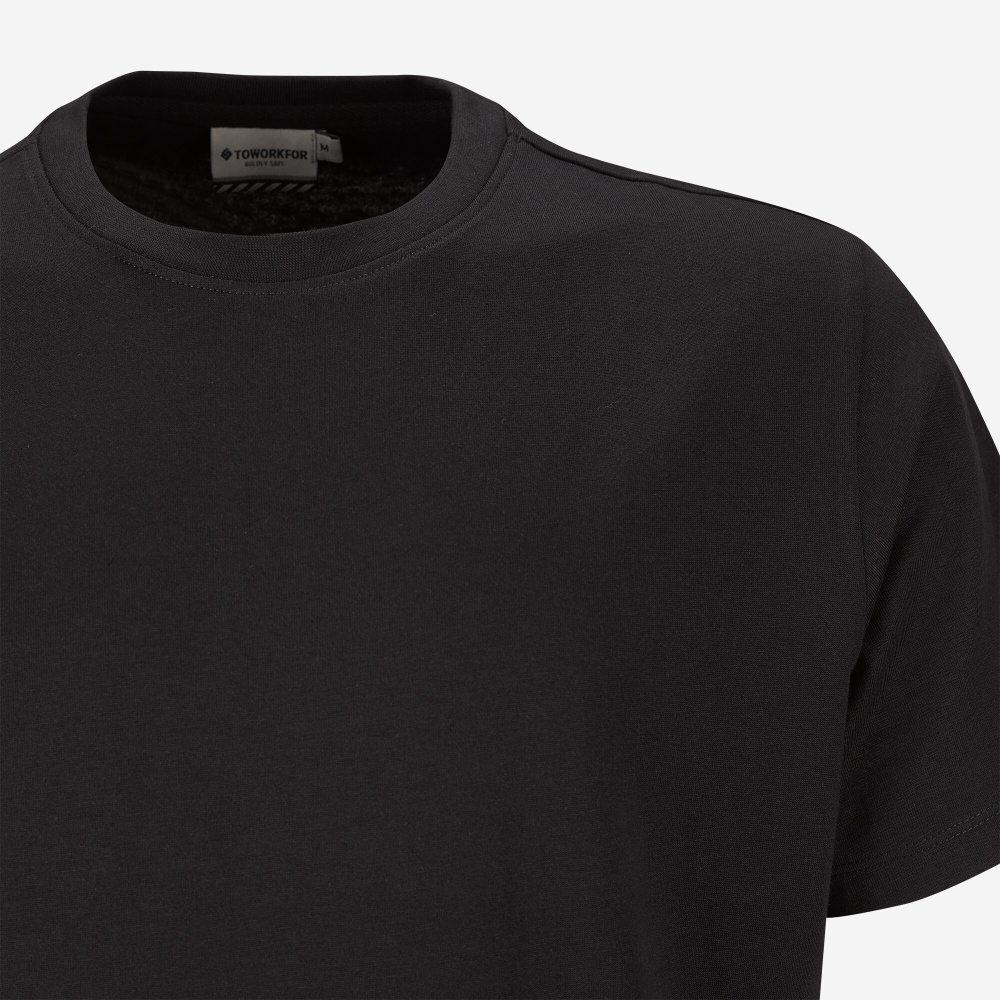detail TOWORKFOR Fast-Dry schwarzes Herren T-Shirt, schnelltrocknend für hohen Komfort