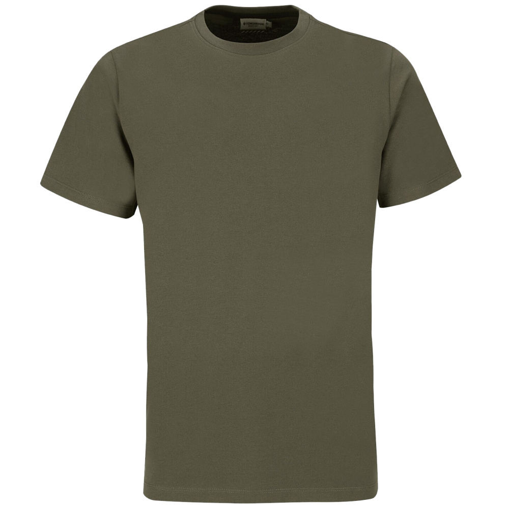 detail TOWORKFOR Fast-Dry olivfarbenes Herren T-Shirt, schnelltrocknend für hohen Komfo