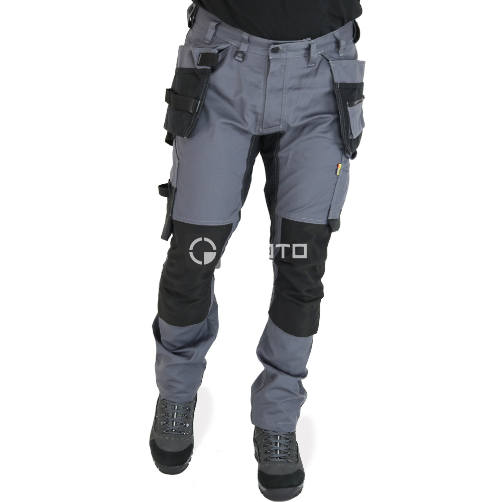 detail BLAKLADER Sweden Craftsman Stretch graue Herren-Arbeitshose + Taschen