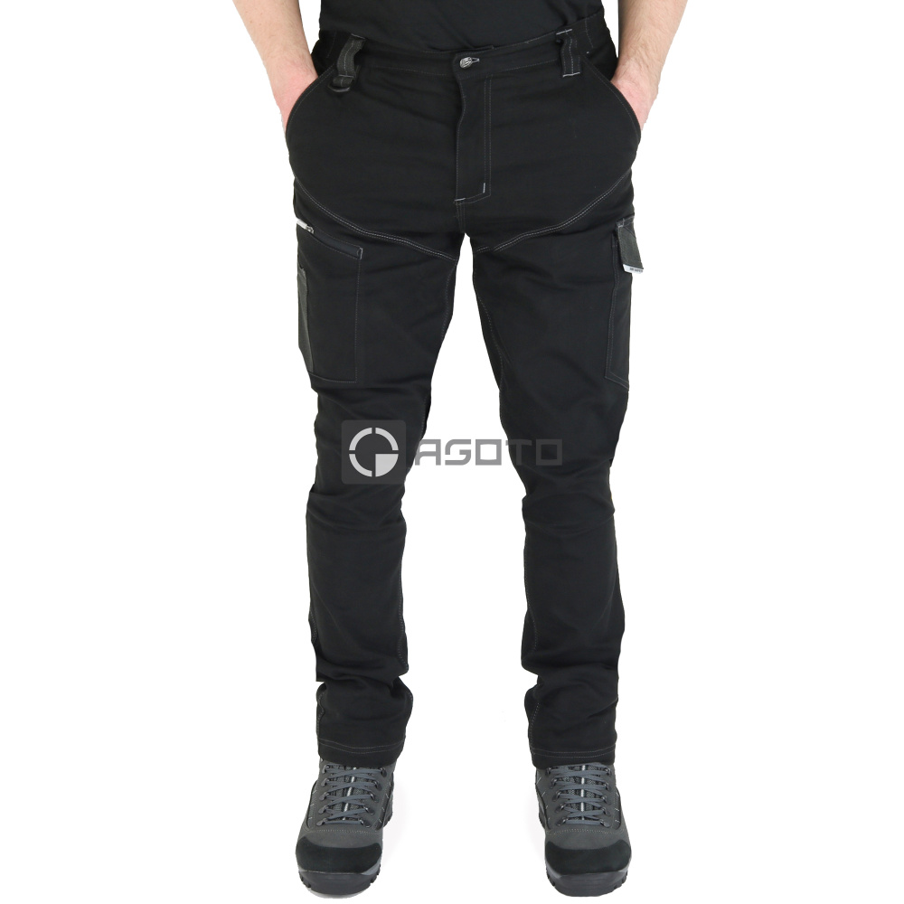 detail SIR Cool Touch schwarze professionelle Herren-Arbeitshose, weicher Twill, extra