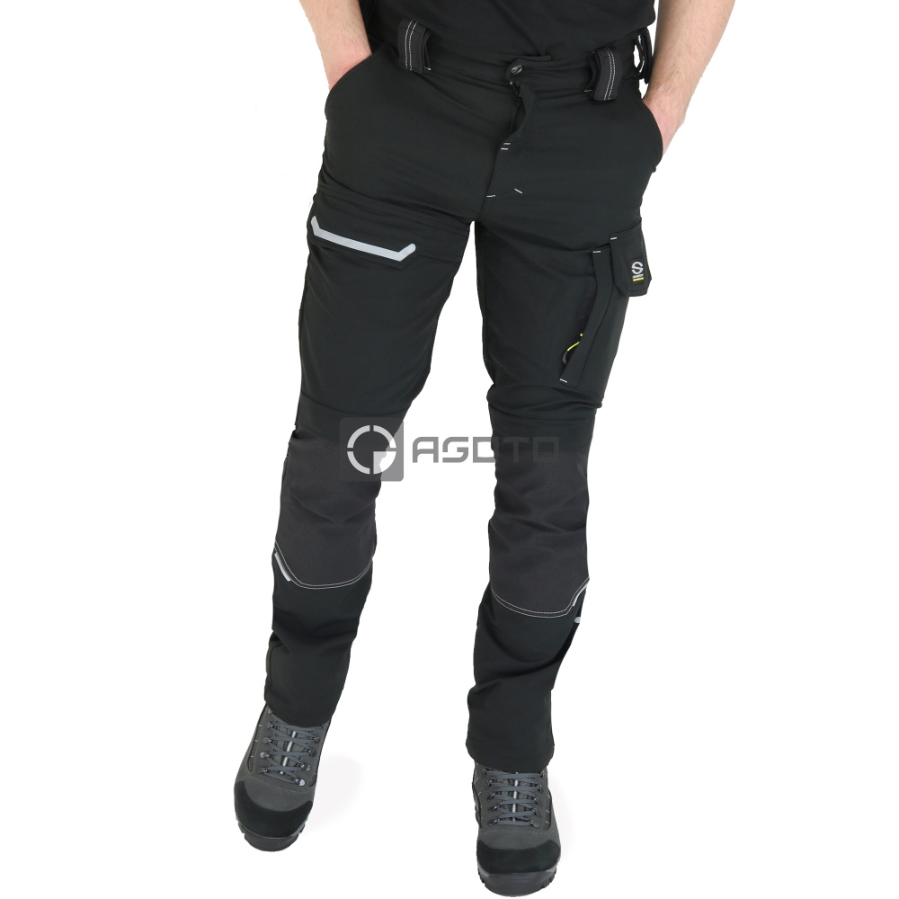 detail SIR Palladium Cargo schwarze professionelle elastische Herren-Arbeitshose, beson