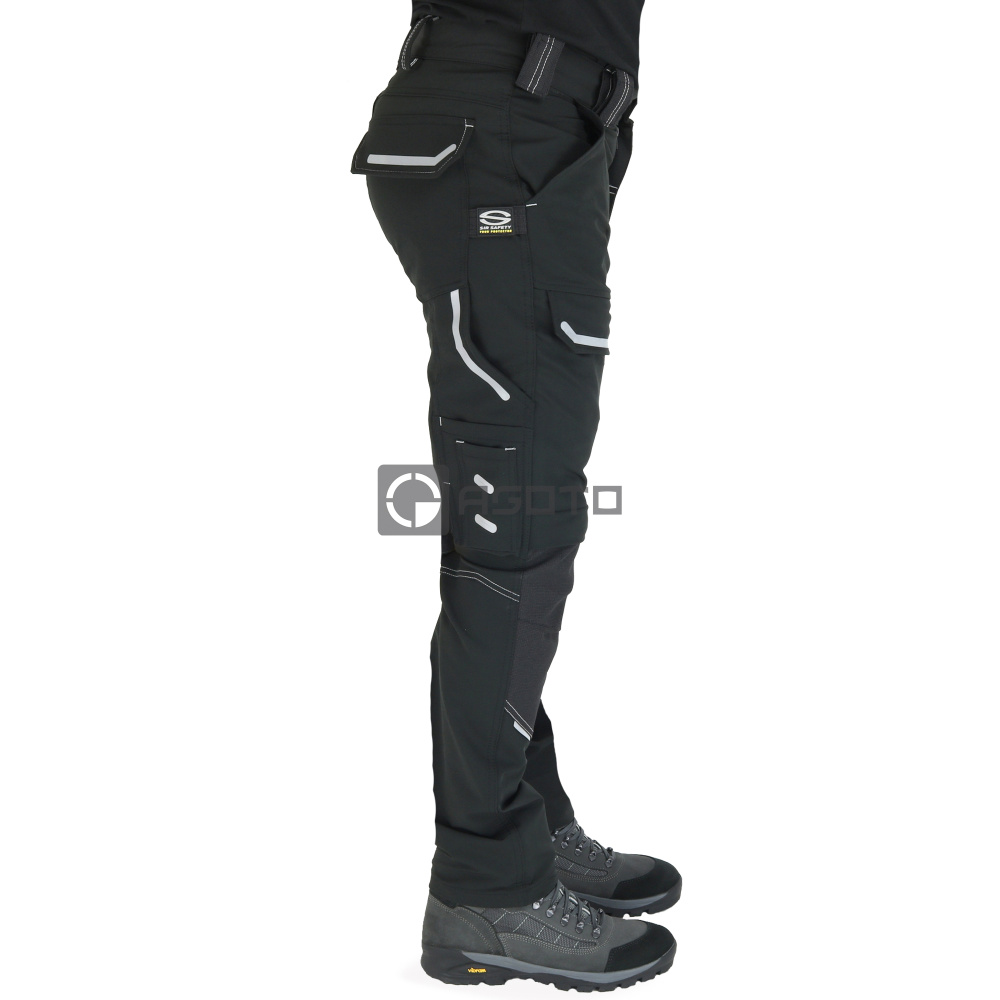 detail SIR Palladium Cargo schwarze professionelle elastische Herren-Arbeitshose, beson