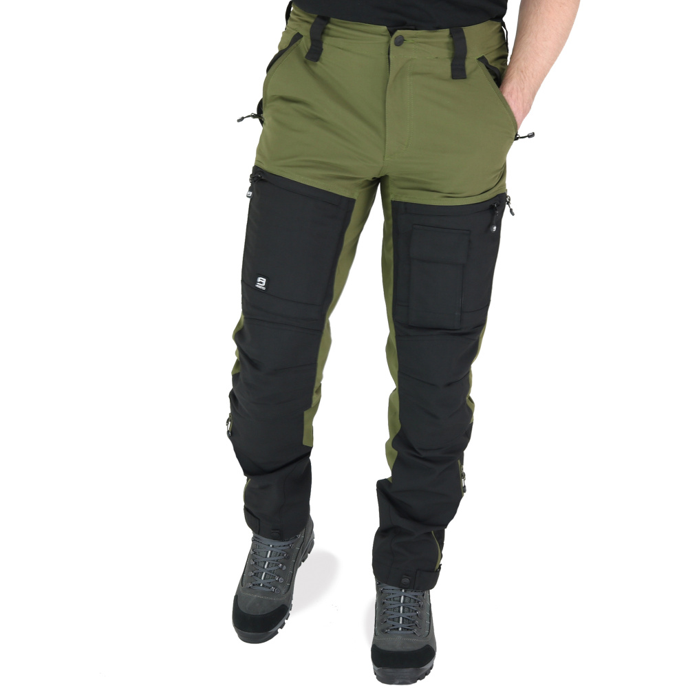 detail Asoto Fjallvik olivfarbene Herren Outdoorhose, wasserabweisend, Stretch mit Belü