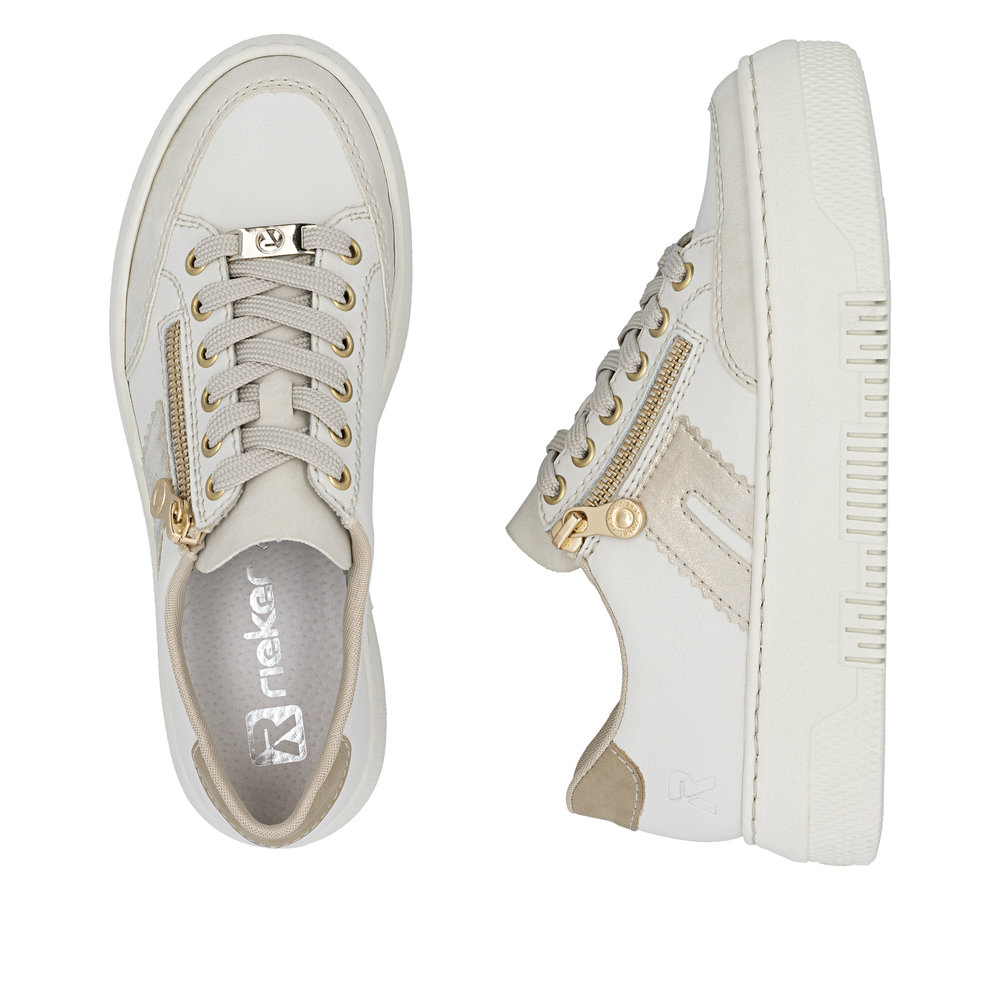 detail RIEKER M1912-80 beige Damen-Ledersneaker, bequem und modern
