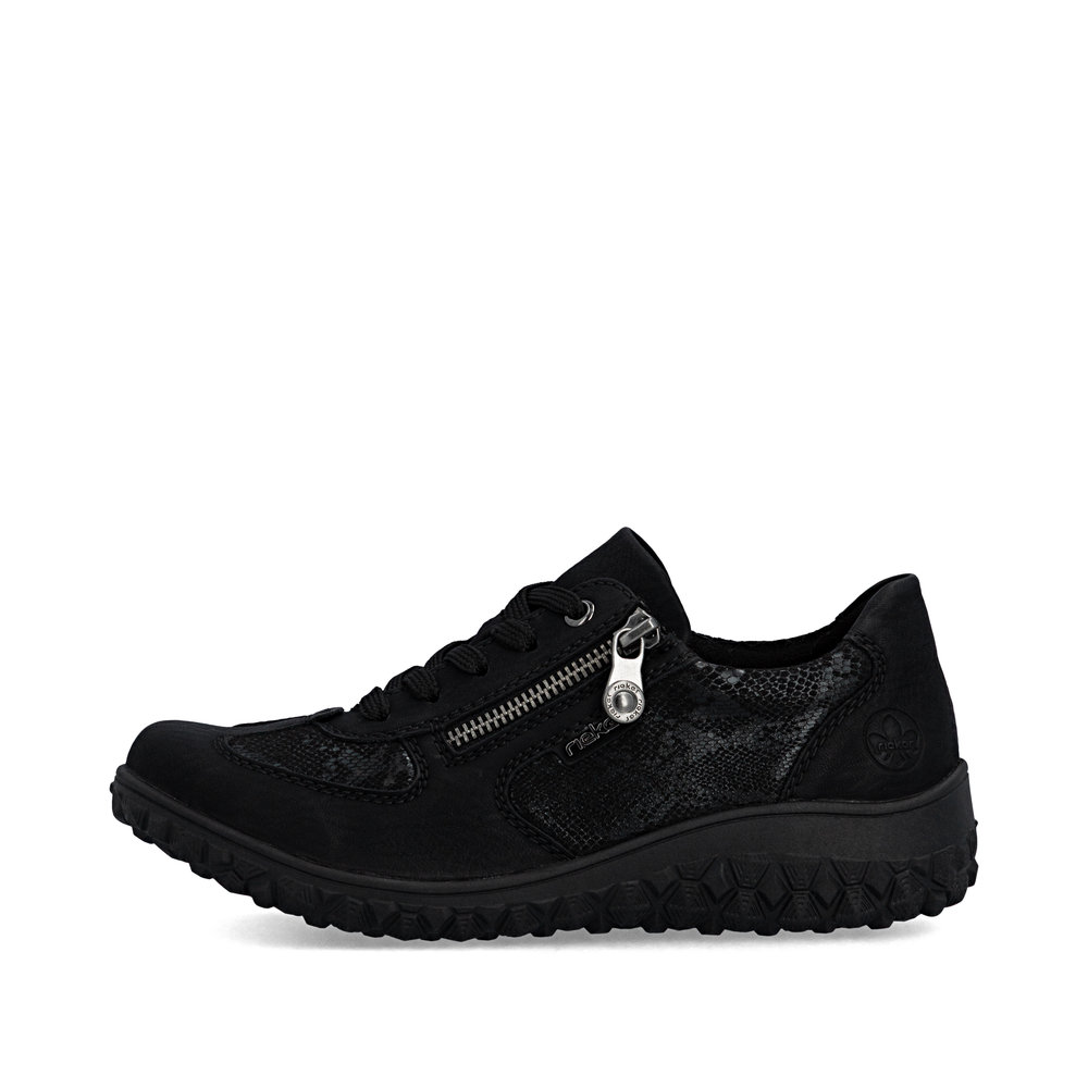 detail RIEKER 59501-00 schwarze Damen moderne und bequeme Halbschuhe mit Muster