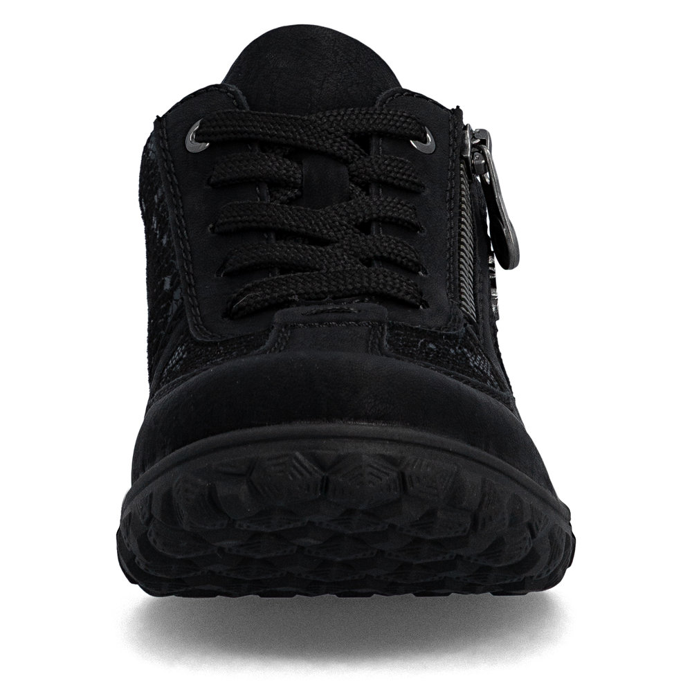 detail RIEKER 59501-00 schwarze Damen moderne und bequeme Halbschuhe mit Muster