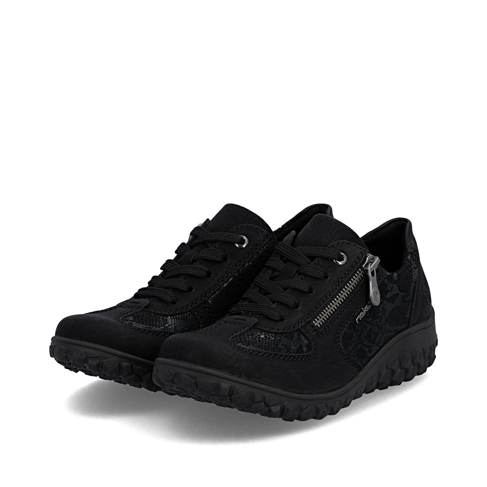 detail RIEKER 59501-00 schwarze Damen moderne und bequeme Halbschuhe mit Muster