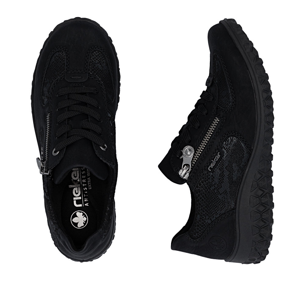 detail RIEKER 59501-00 schwarze Damen moderne und bequeme Halbschuhe mit Muster
