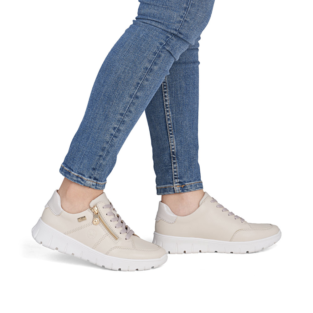 detail RIEKER N1301-60 beige Damen-Ledersneaker mit Antistress-Technologie