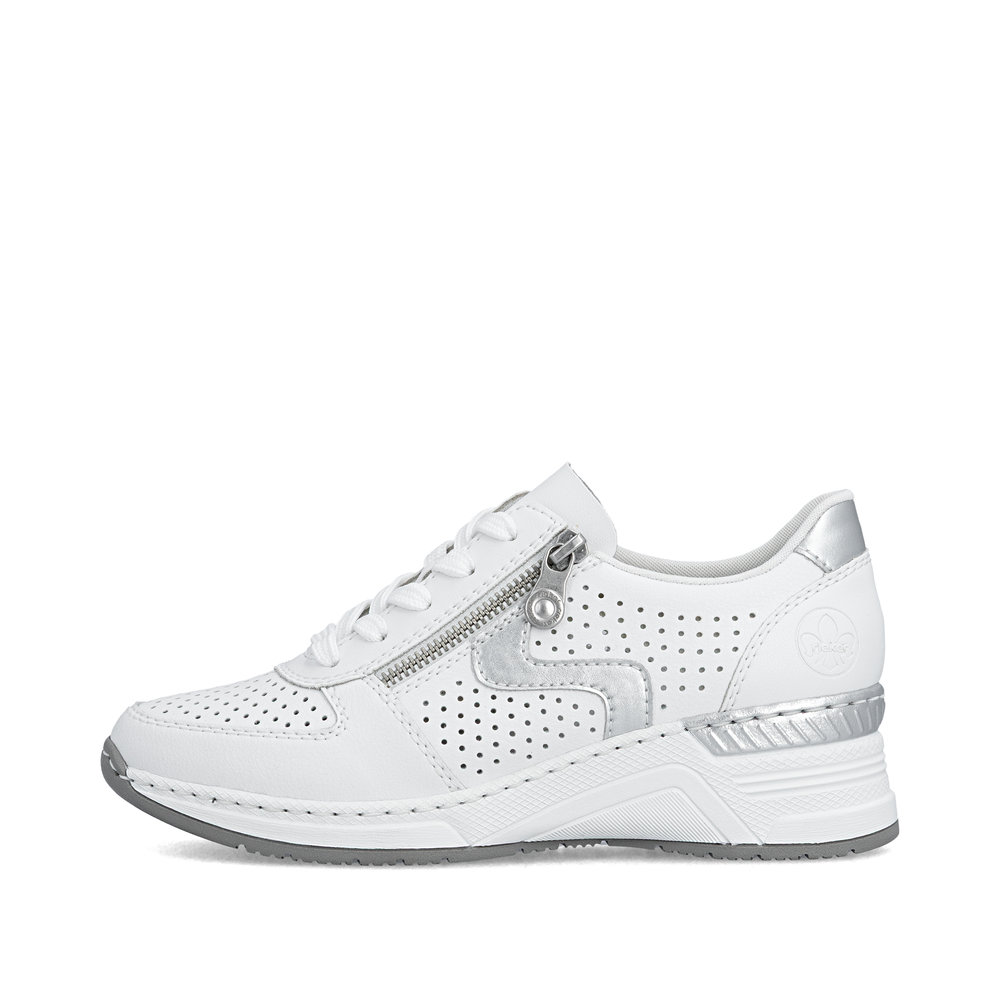 detail RIEKER N4340-80 weiße Damen Leder atmungsaktive Sneaker mit Antistress-Technolog