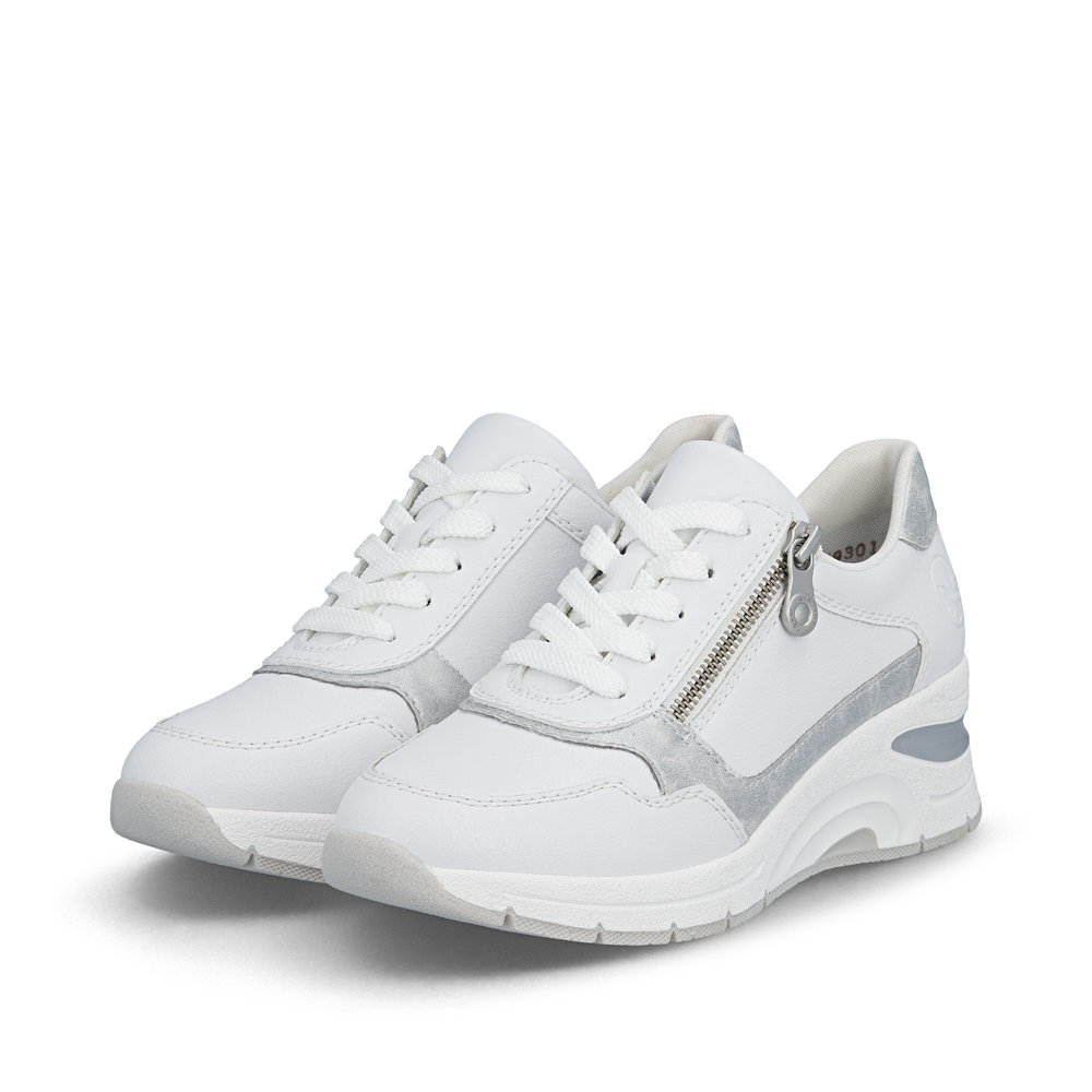 detail RIEKER N9301-80 weiße Damen Leder-Sneaker mit Antistress-Technologie