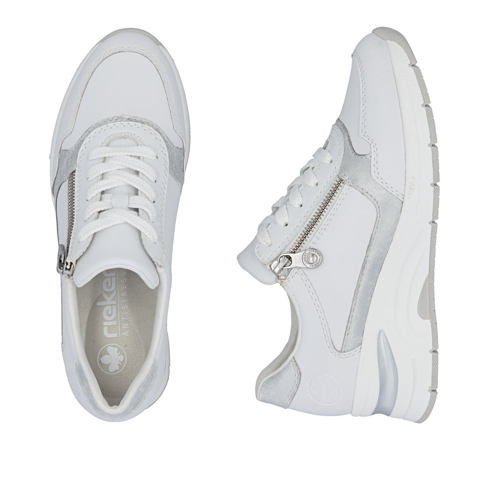 detail RIEKER N9301-80 weiße Damen Leder-Sneaker mit Antistress-Technologie