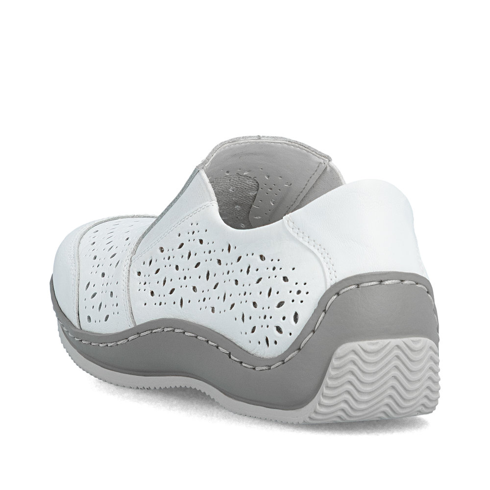 detail RIEKER L1756-80 weiße Damen-Halbschuhe, Echtleder, Antistress-Sohle