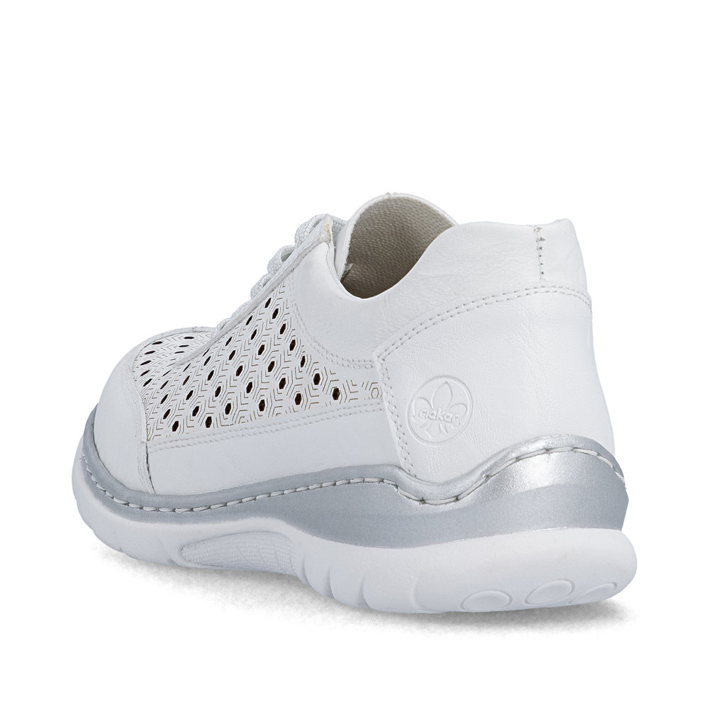 detail RIEKER L3217-80 weiße Damen-Ledersneaker, atmungsaktiv, Antistress-Sohle