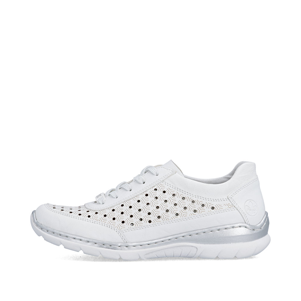 detail RIEKER L3217-80 weiße Damen-Ledersneaker, atmungsaktiv, Antistress-Sohle