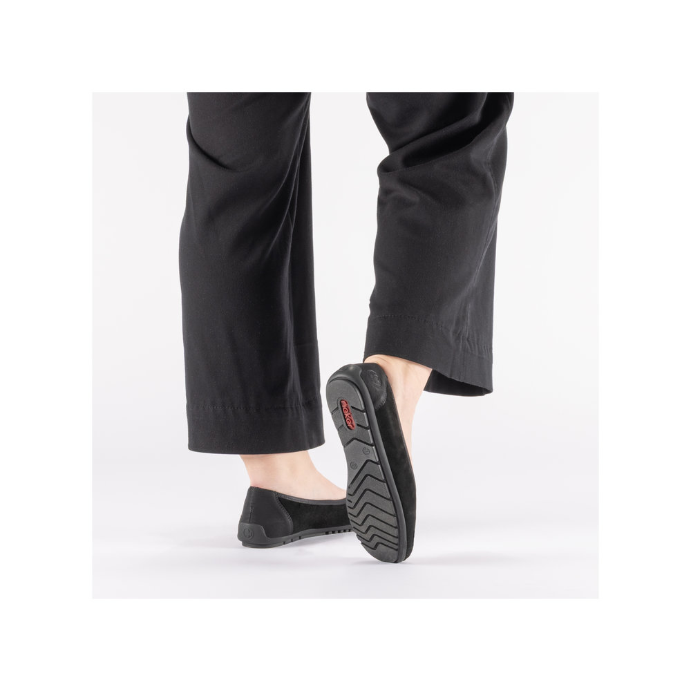 detail RIEKER 438505-01 schwarze Damen-Ballerinas, Echtleder, Antistress-Sohle