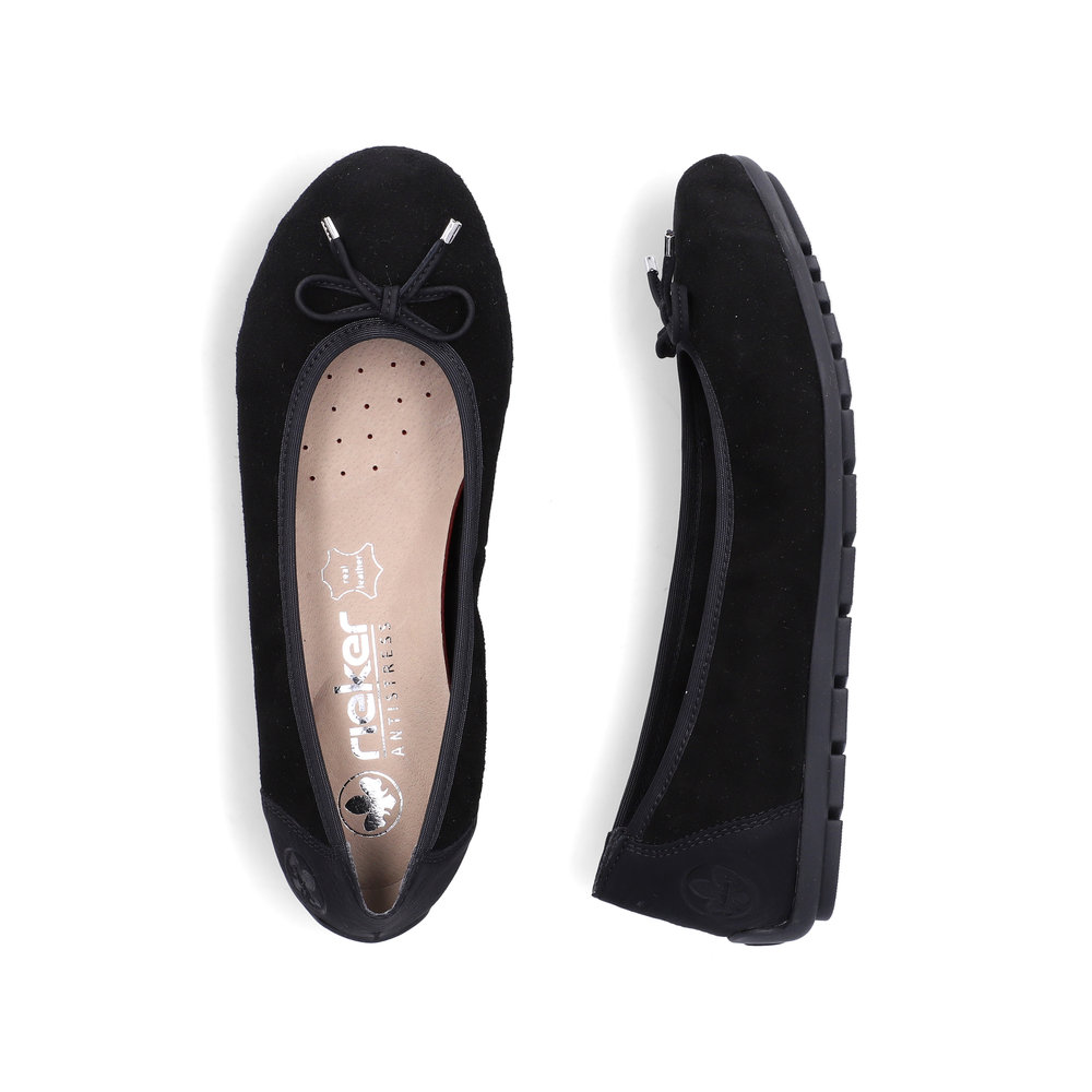detail RIEKER 438505-01 schwarze Damen-Ballerinas, Echtleder, Antistress-Sohle