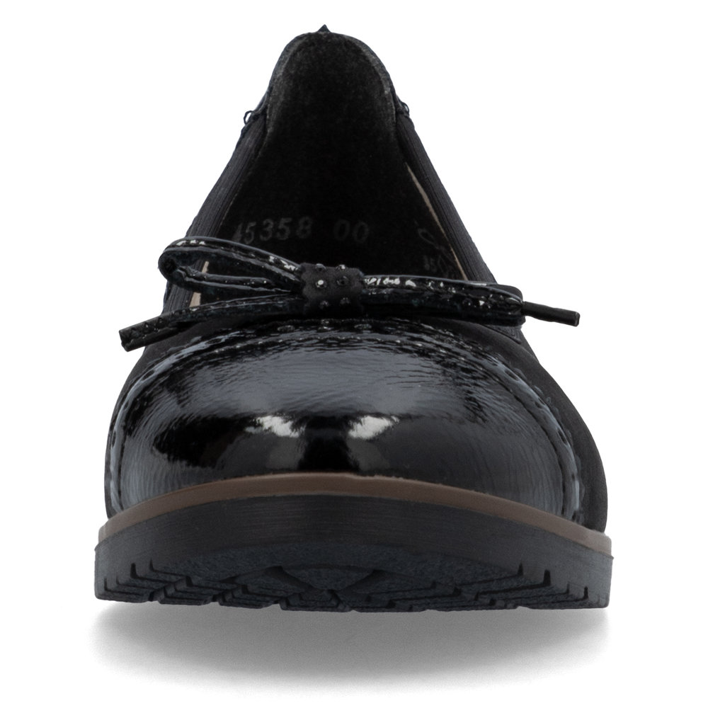detail RIEKER 45358-00 schwarze moderne Damen-Ballerinas, passend zu jedem Outfit