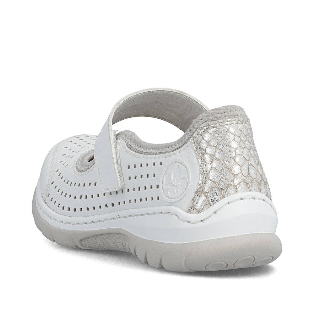 detail RIEKER L32B5-82 weiße Damen-Sommerhalbschuhe, atmungsaktiv, Antistress