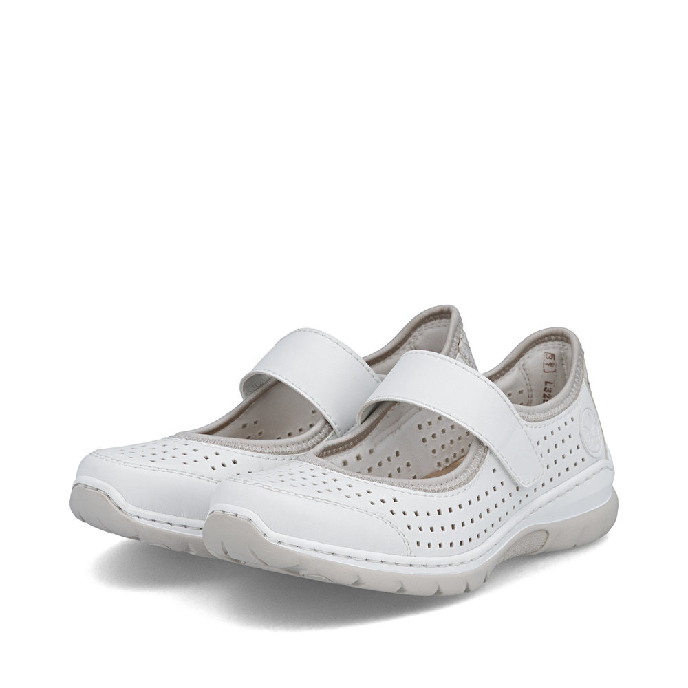 detail RIEKER L32B5-82 weiße Damen-Sommerhalbschuhe, atmungsaktiv, Antistress