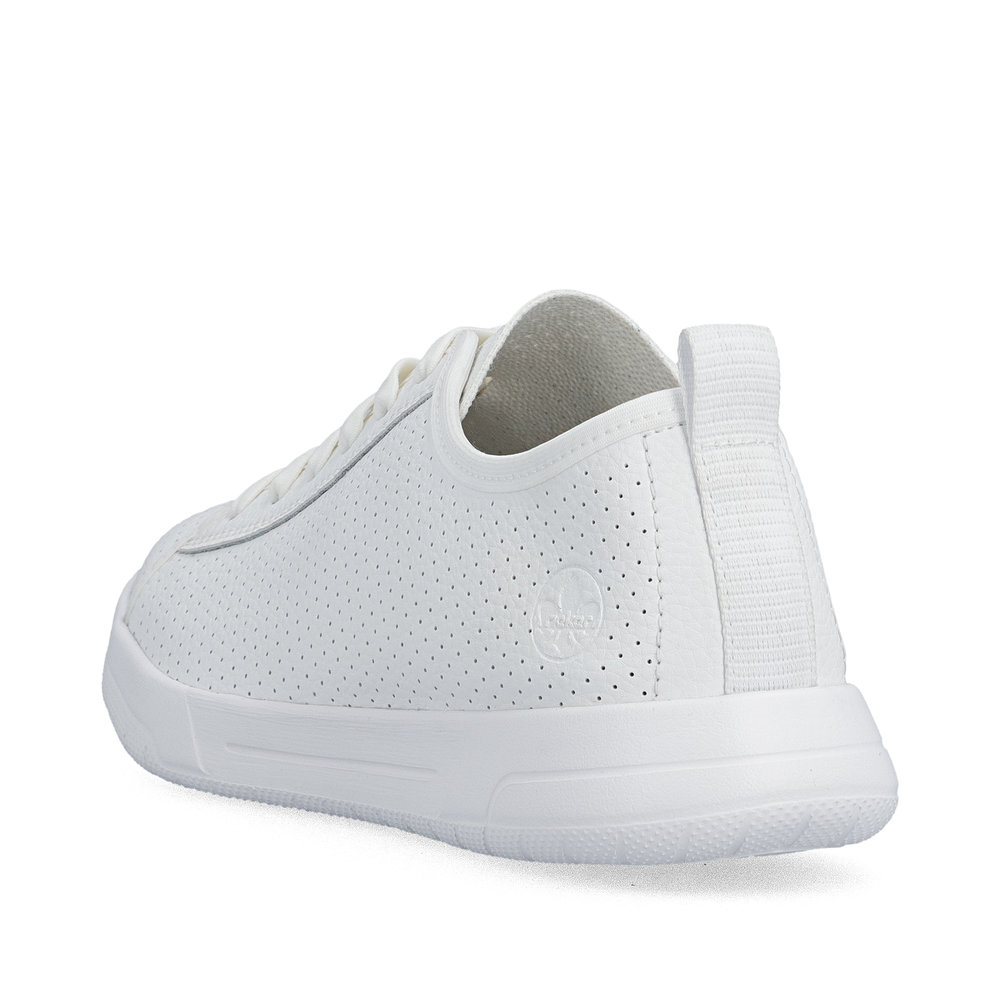 detail RIEKER 45602-80 weiße Damen-Sommer-Ledersneaker, atmungsaktiv, Antistress