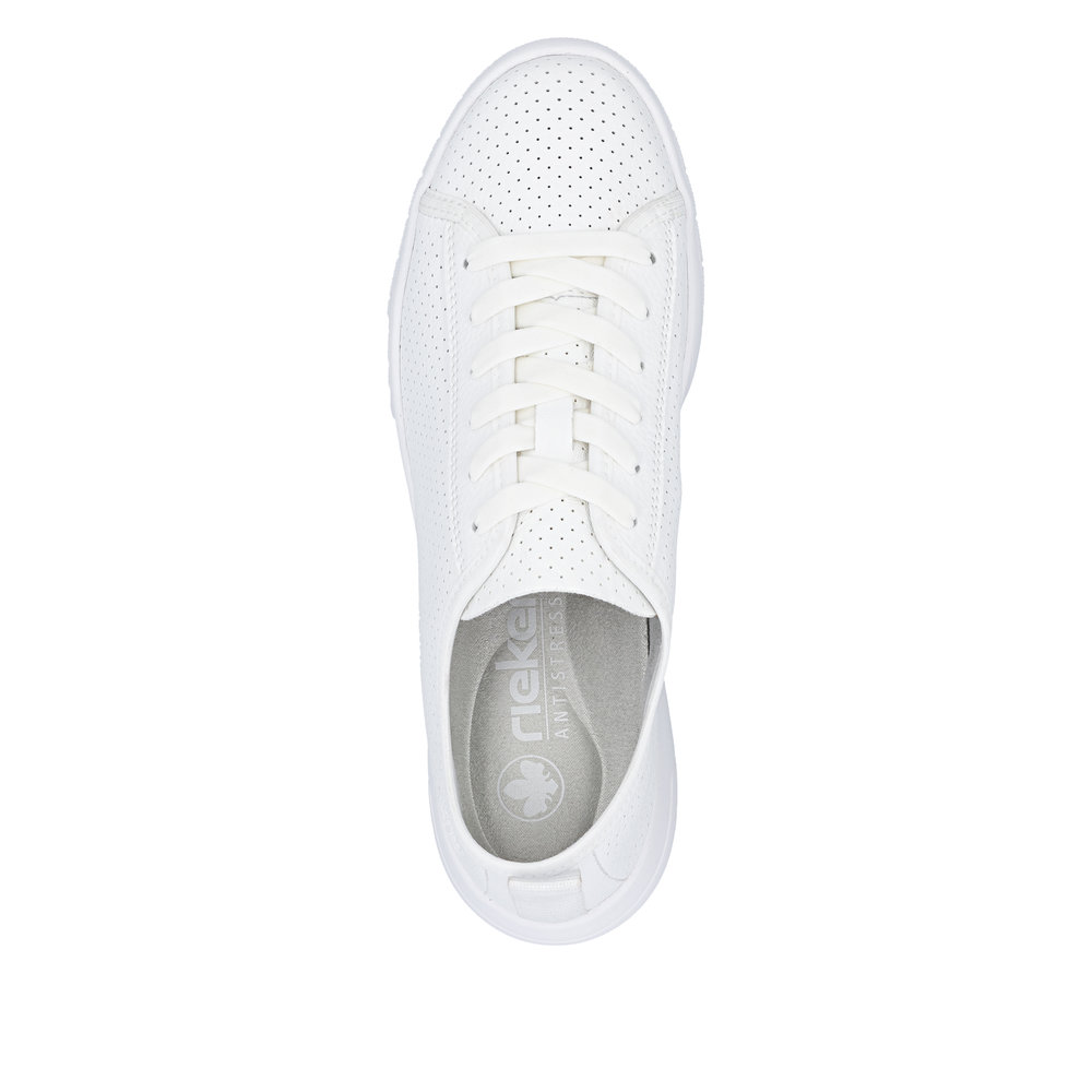 detail RIEKER 45602-80 weiße Damen-Sommer-Ledersneaker, atmungsaktiv, Antistress
