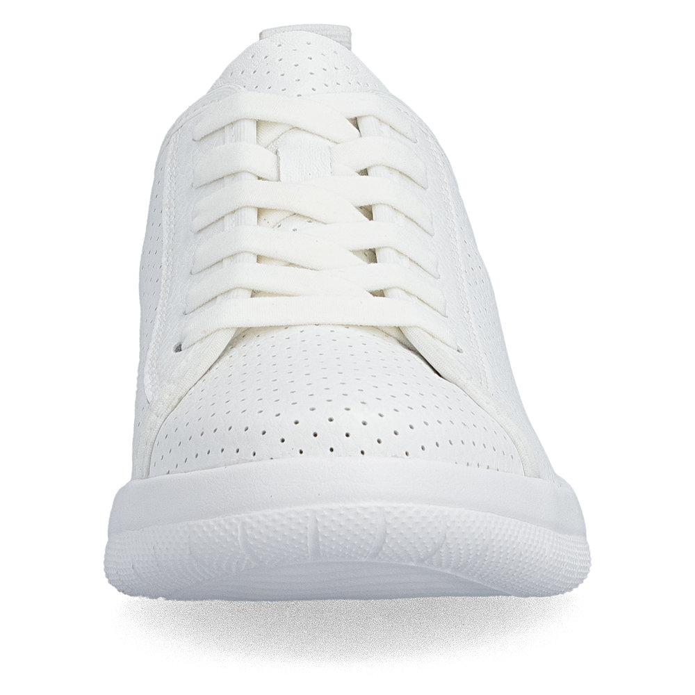 detail RIEKER 45602-80 weiße Damen-Sommer-Ledersneaker, atmungsaktiv, Antistress