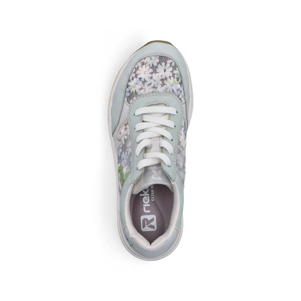 detail RIEKER L5812-91 blaue Damen-Ledersneaker mit schönem Muster, Antistress
