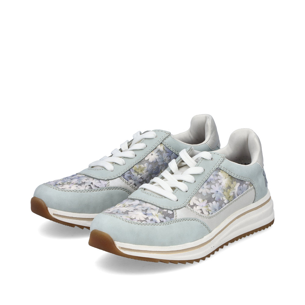 detail RIEKER L5812-91 blaue Damen-Ledersneaker mit schönem Muster, Antistress
