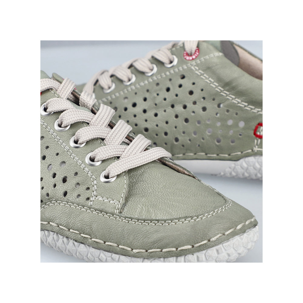 detail RIEKER 43651-52 grüne Damen-Sommer-Ledersneaker, atmungsaktiv, Antistress