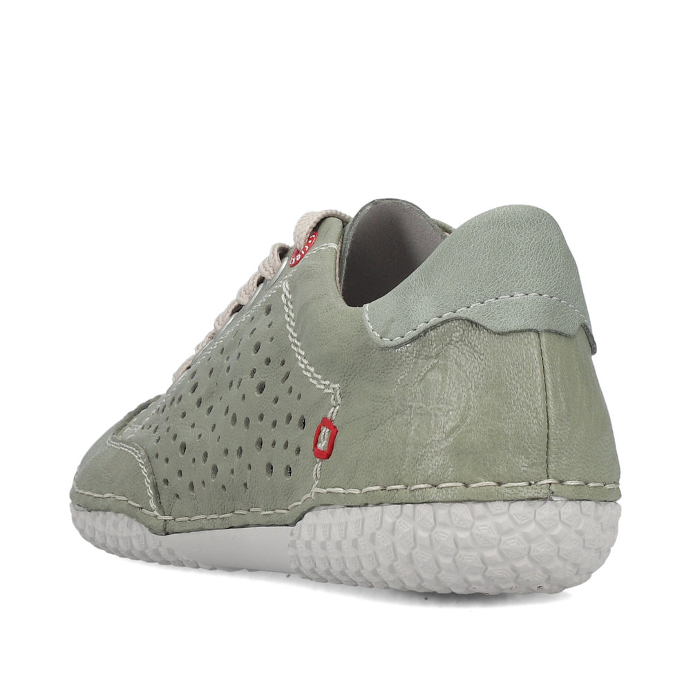 detail RIEKER 43651-52 grüne Damen-Sommer-Ledersneaker, atmungsaktiv, Antistress