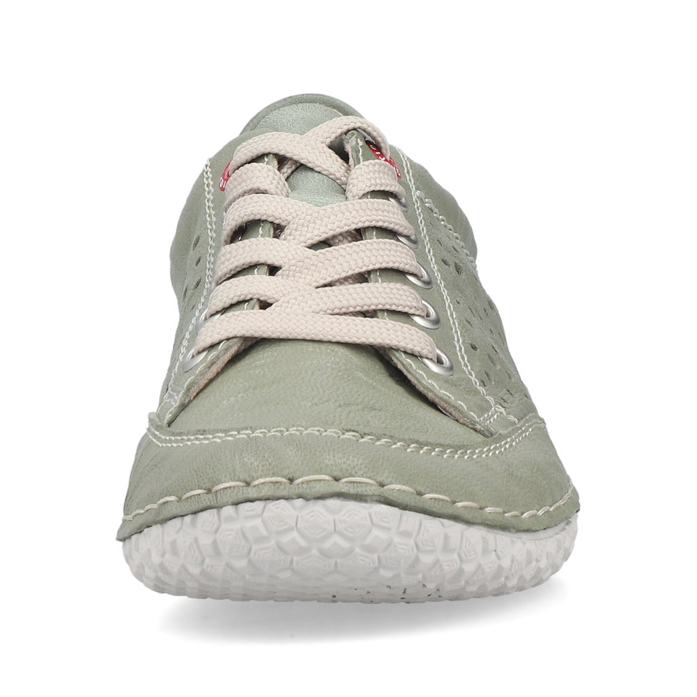 detail RIEKER 43651-52 grüne Damen-Sommer-Ledersneaker, atmungsaktiv, Antistress