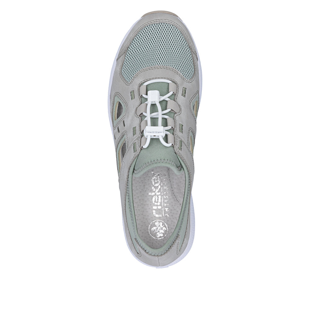 detail RIEKER N8456-40 grüne Damen-Ledersneaker mit hohem Komfort und Antistress-Sohle