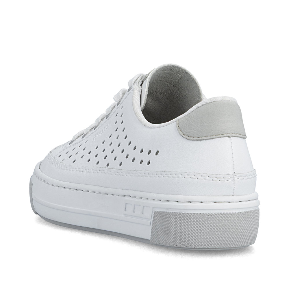 detail RIEKER L8849-80 weiße Damen Leder Sneaker für mehr Komfort an warmen Sommertagen