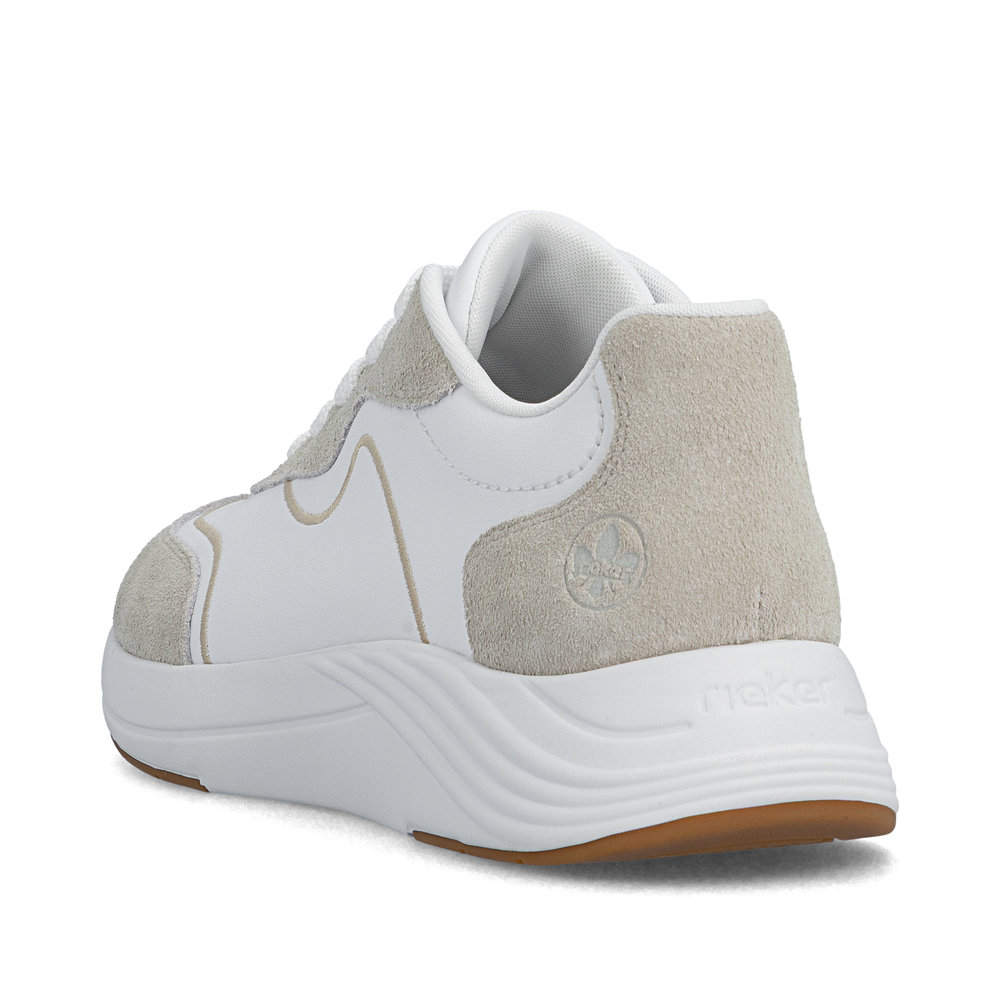 detail RIEKER N8503-81 weiße Damen moderne Leder Sneaker, Antistress Sohle