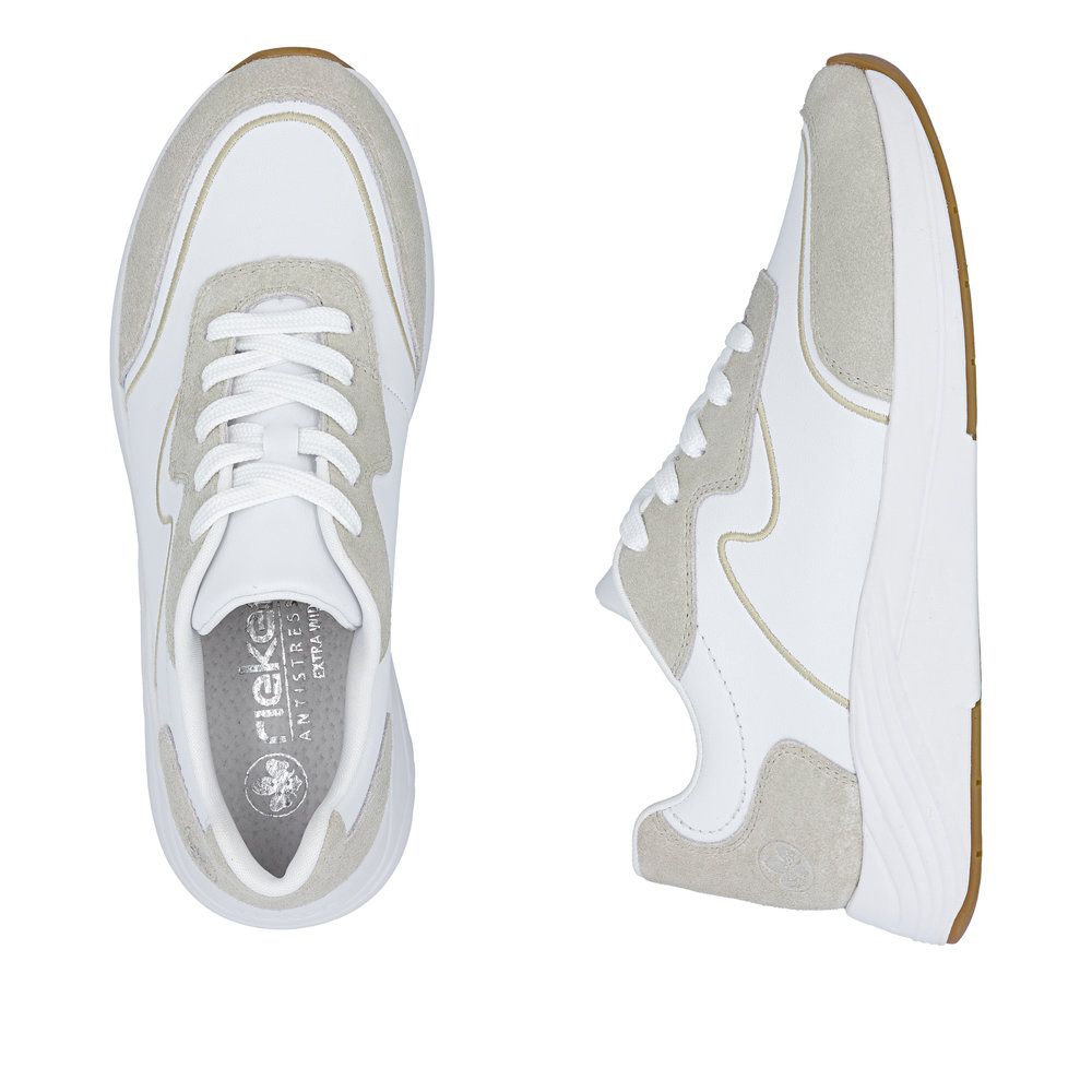 detail RIEKER N8503-81 weiße Damen moderne Leder Sneaker, Antistress Sohle