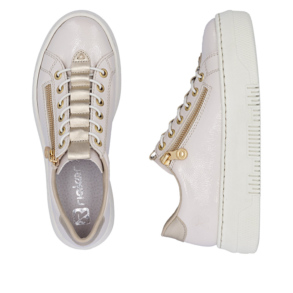 detail RIEKER M1953-80 beige Damen Antistress Sneaker, modernes Design für die Stadt