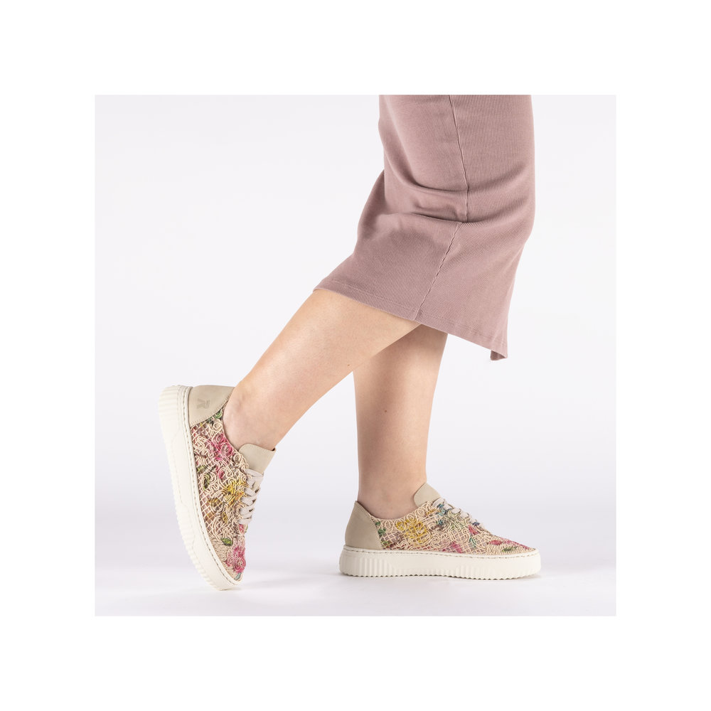 detail RIEKER N9919-91 beige modische Damen-Sneaker mit Muster, atmungsaktives Material