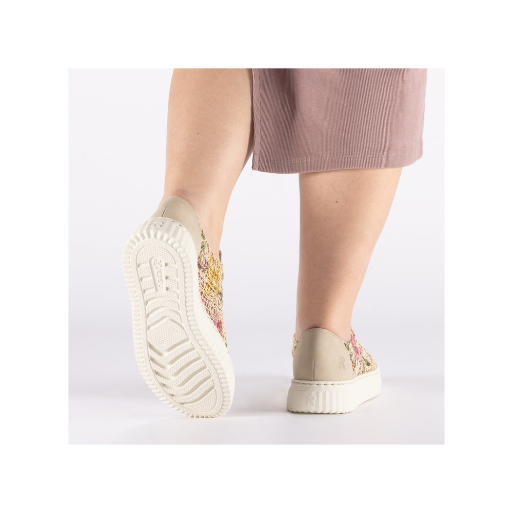 detail RIEKER N9919-91 beige modische Damen-Sneaker mit Muster, atmungsaktives Material