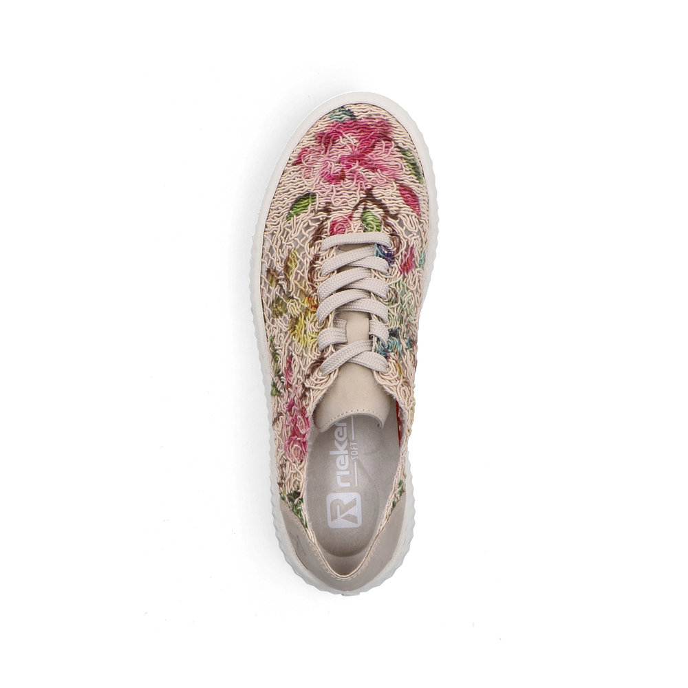 detail RIEKER N9919-91 beige modische Damen-Sneaker mit Muster, atmungsaktives Material