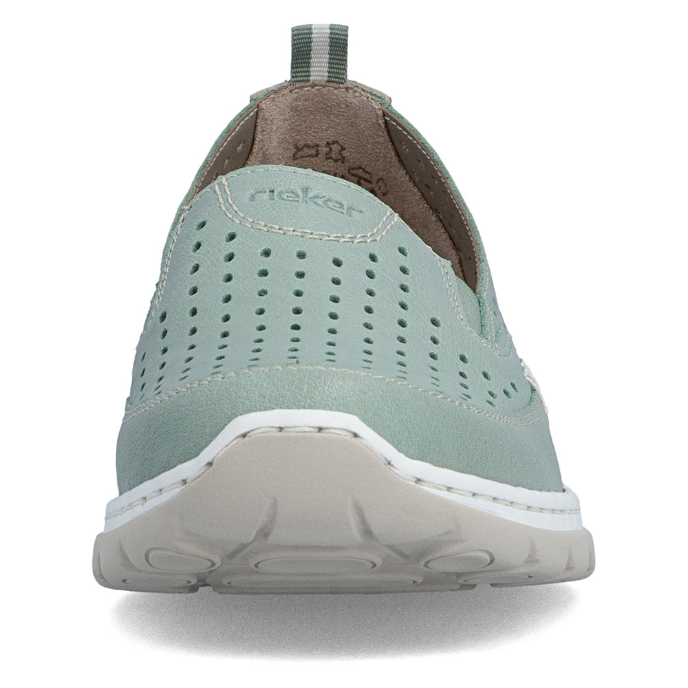 detail RIEKER L32F4-52 grüne Damen-Leder-Sommermokassins mit Antistress-Sohle