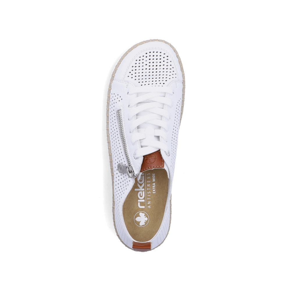 detail Rieker N2405-80 weiße Damen Leder-Sneaker, atmungsaktiv mit Antistress-Sohle
