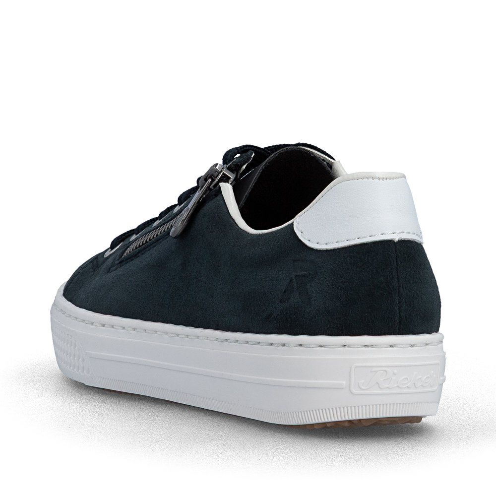 detail Rieker L59L1-15 blaue Damen Leder-Sneaker, modernes Design, bequem